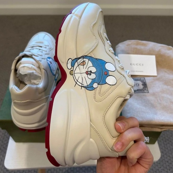 SOLD!!- GUCCI X DORAEMON RHYTON SNEAKER - IVORY-SIZE 36(6)- NEW WITH BOX - Picture 5 of 14